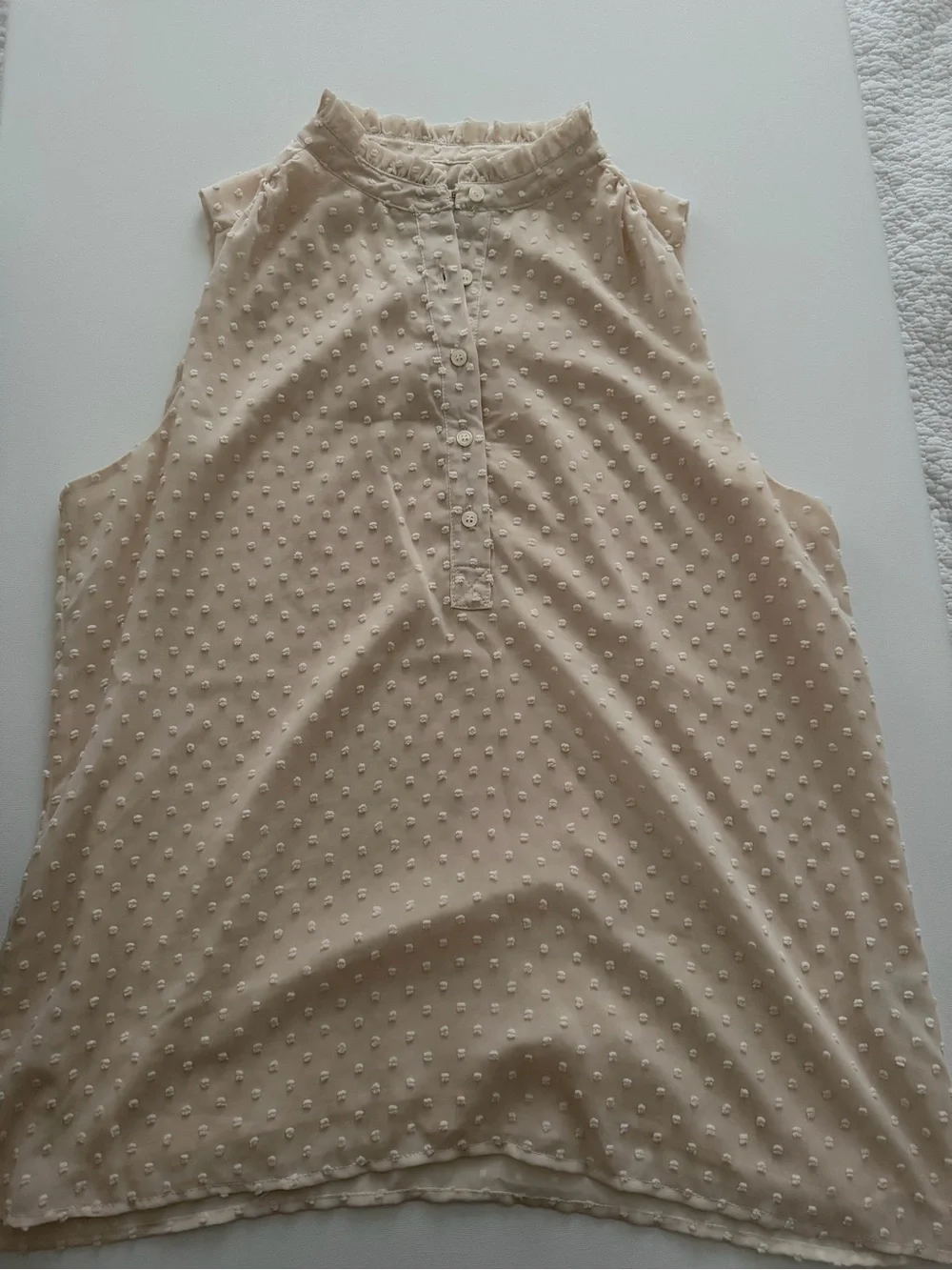 J. Crew Cream Swiss Dot Ruffled Collar Blouse